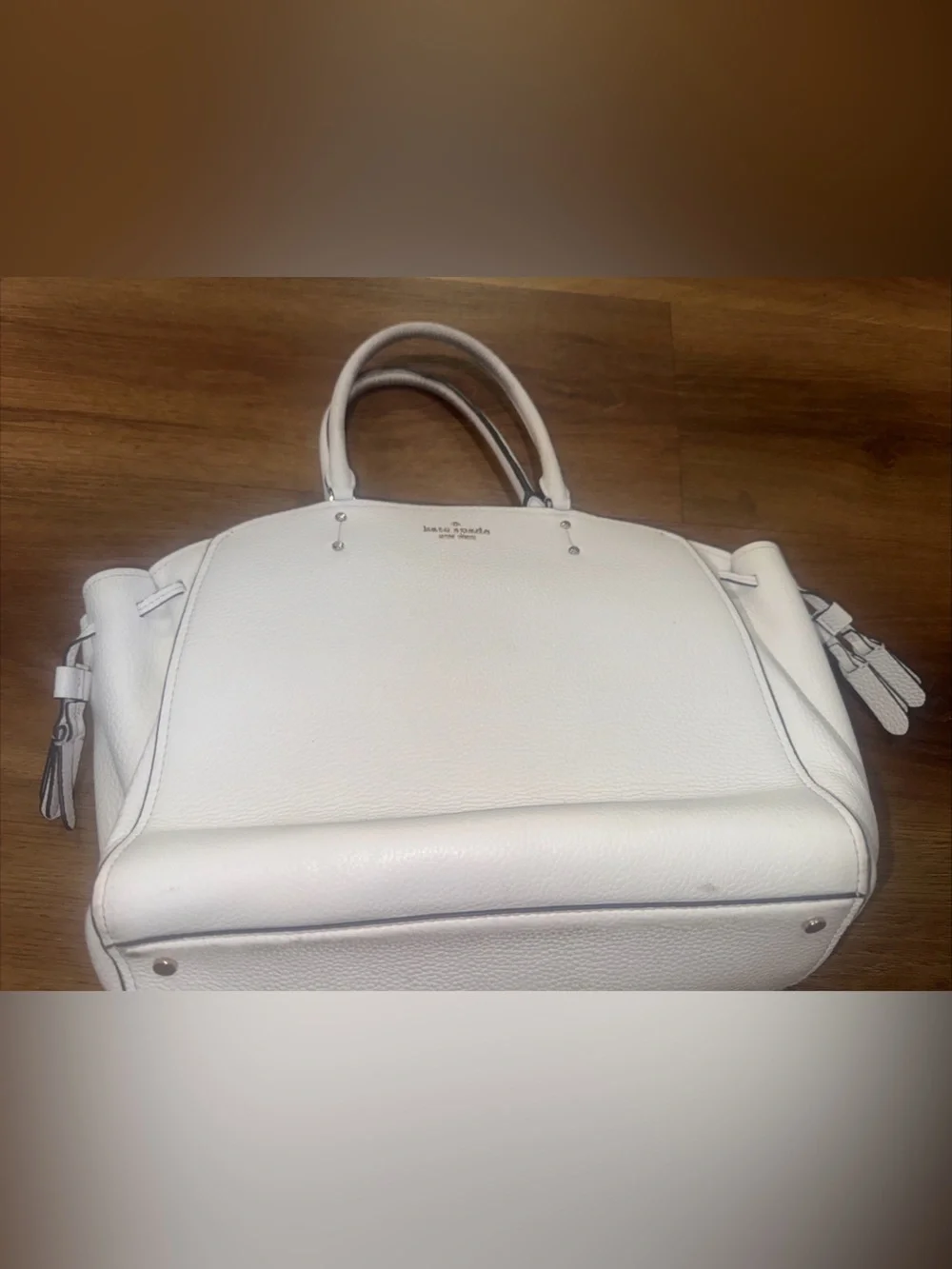 kate spade new york white Satchel Top Handle Zip Strap Pockets